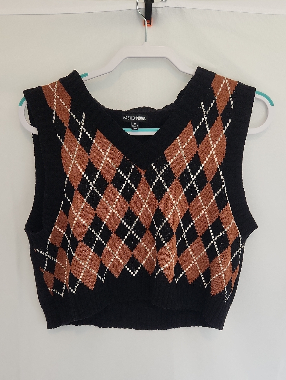 Fashion Nova Black and Brown Knit Vest